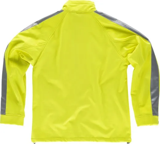 Workshell de alta visibilidad con una cinta reflectante en mangas Amarillo A.V.