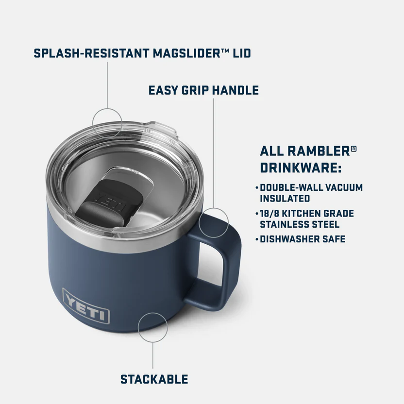 YETI RAMBLER®TAZA APILABLE DE 14 OZ (414 ML) CON TAPA MAGSLIDER™