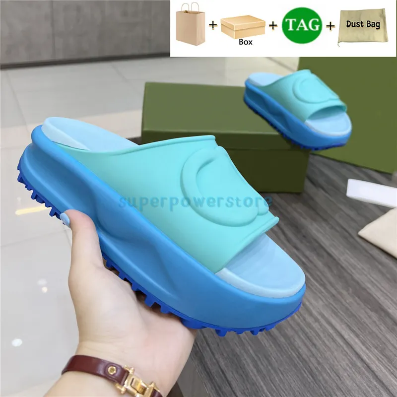 Zapatilla de moda Plataforma de enclavamiento en relieve Diapositiva de goma sandalias de diseñador zapatos de mujer marfil negr