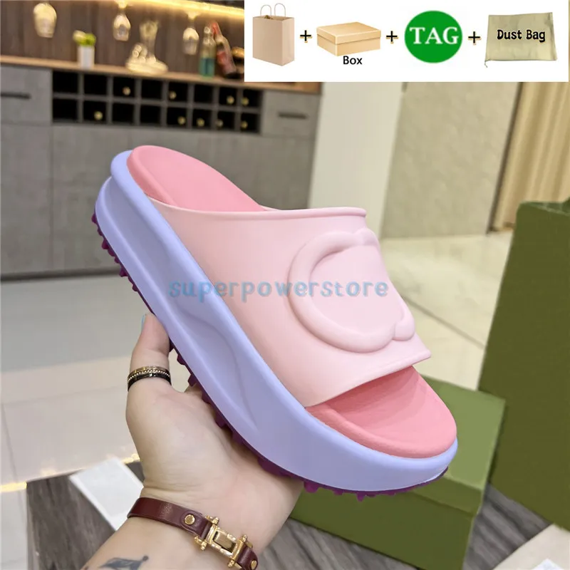 Zapatilla de moda Plataforma de enclavamiento en relieve Diapositiva de goma sandalias de diseñador zapatos de mujer marfil negr