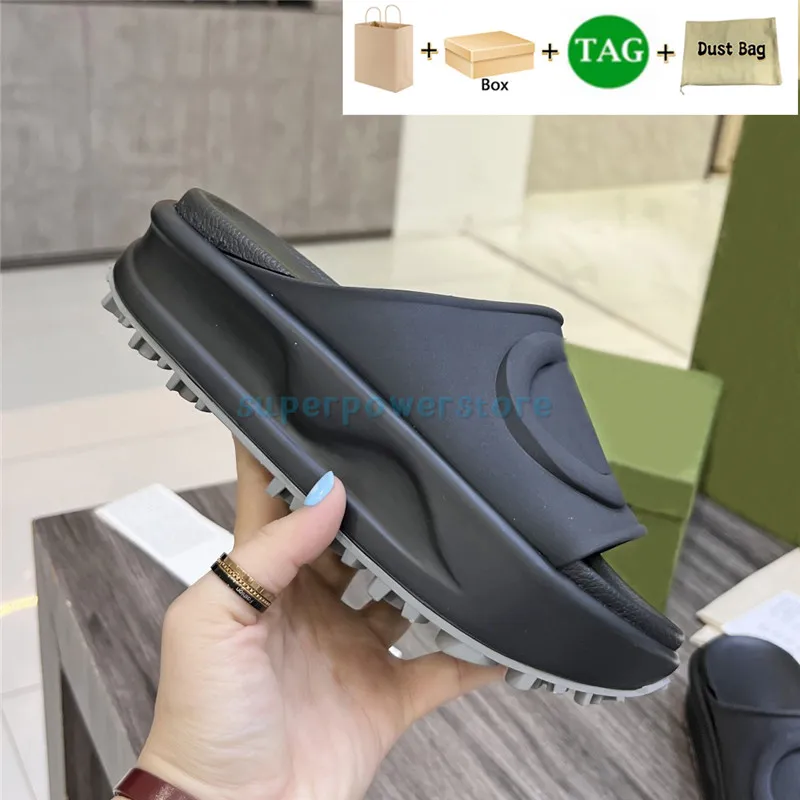Zapatilla de moda Plataforma de enclavamiento en relieve Diapositiva de goma sandalias de diseñador zapatos de mujer marfil negr