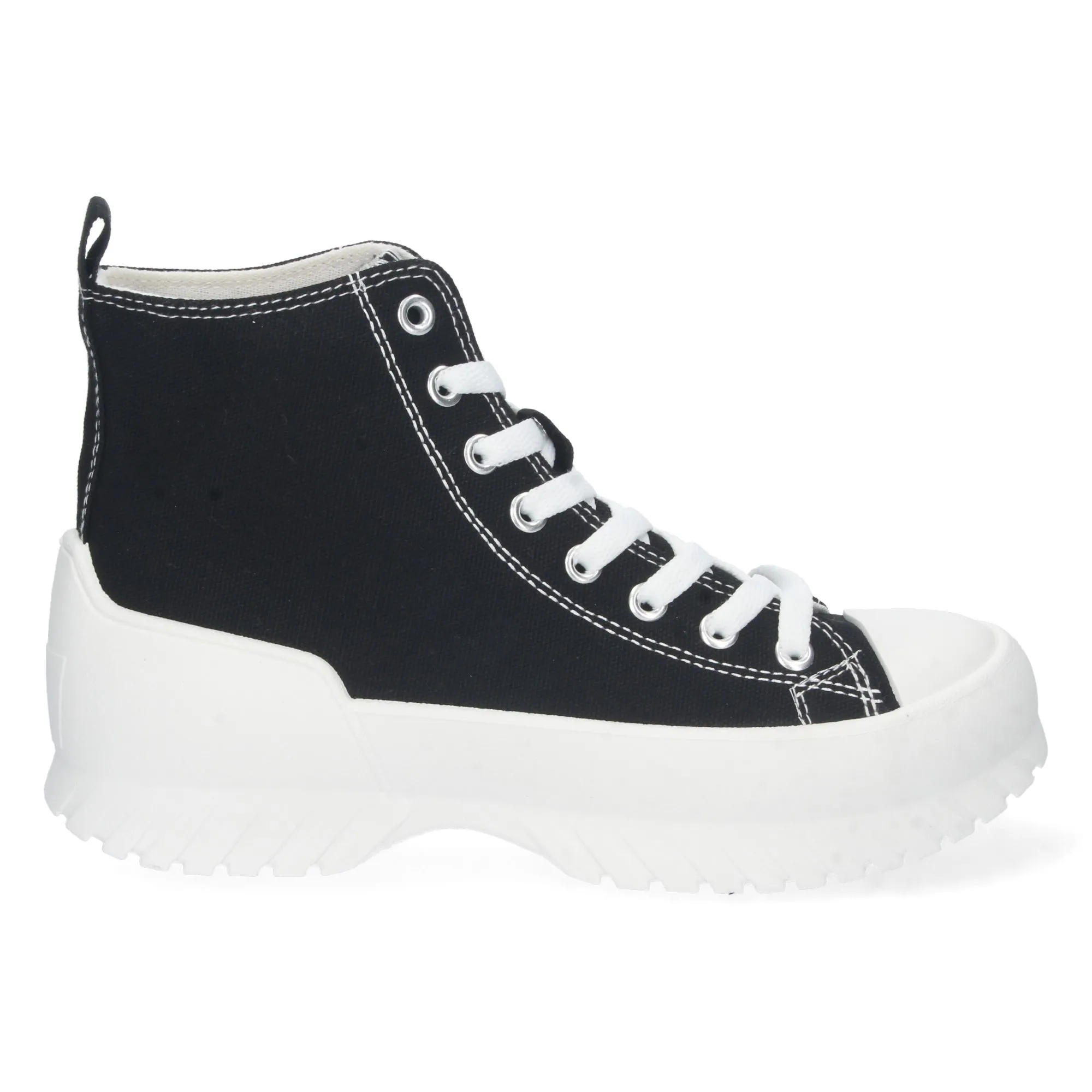 Zapatillas altas de lona con plataforma mujer color negro