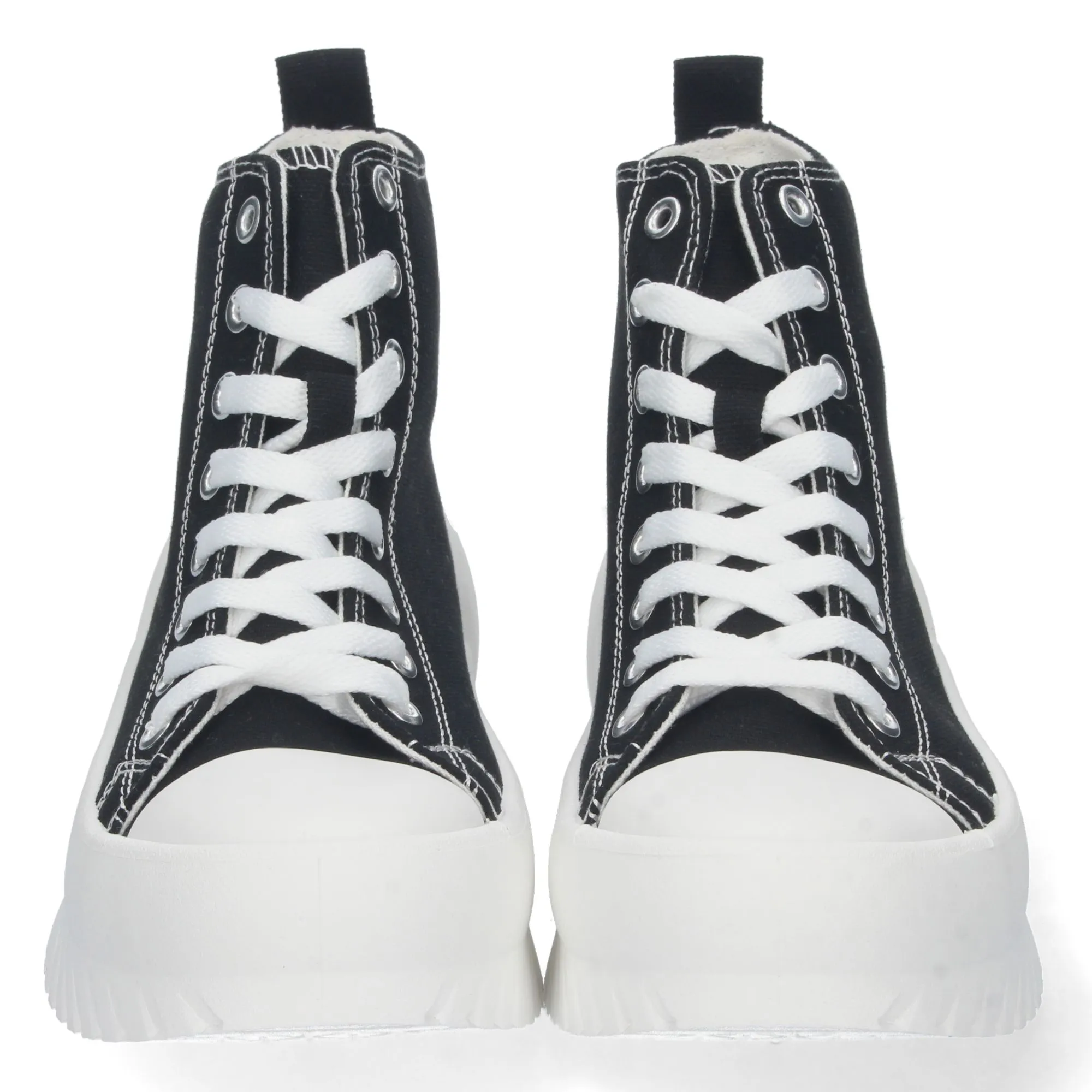 Zapatillas altas de lona con plataforma mujer color negro