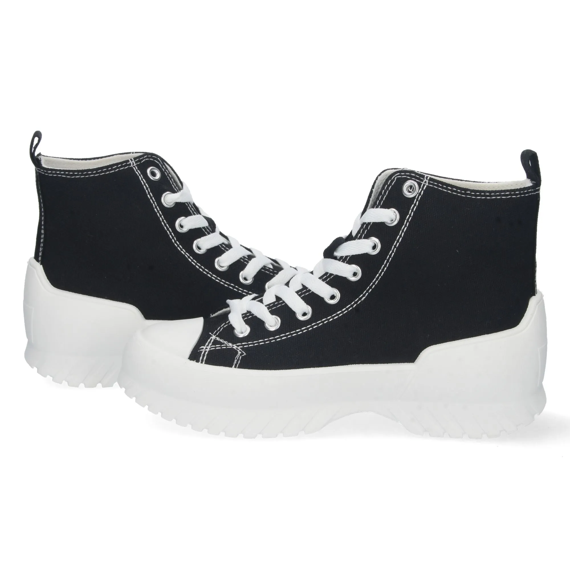 Zapatillas altas de lona con plataforma mujer color negro