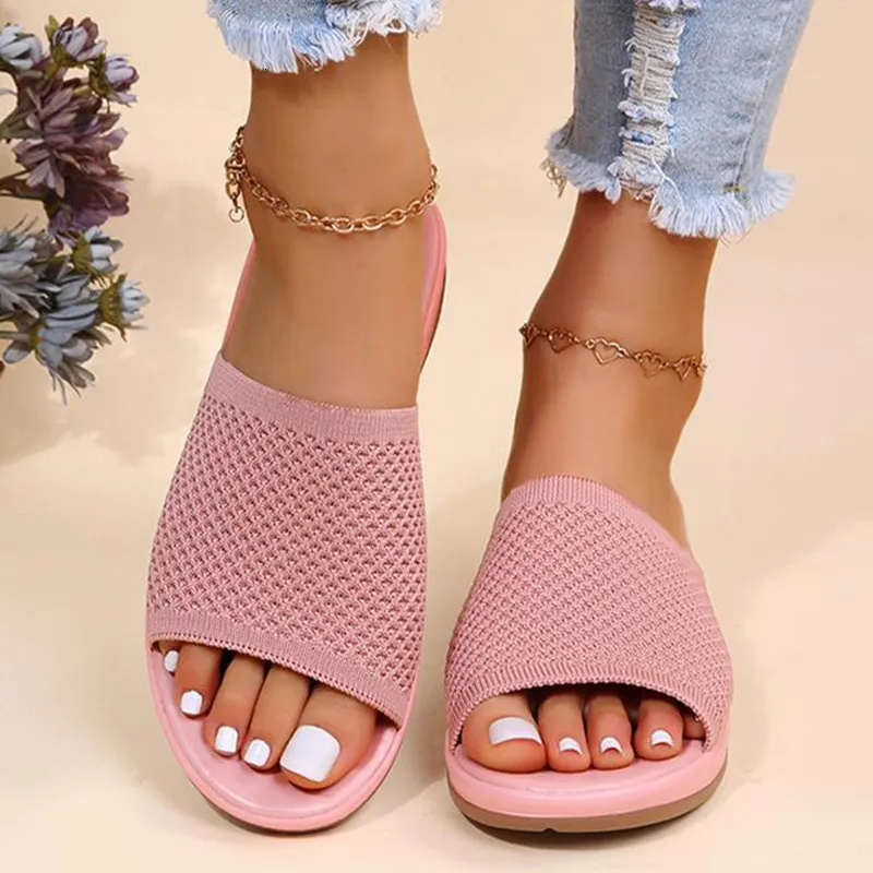 Zapatillas para mujeres zapatillas de verano s planas de zapatillas para exteriores de interior plano para la playa Zapatos Muje