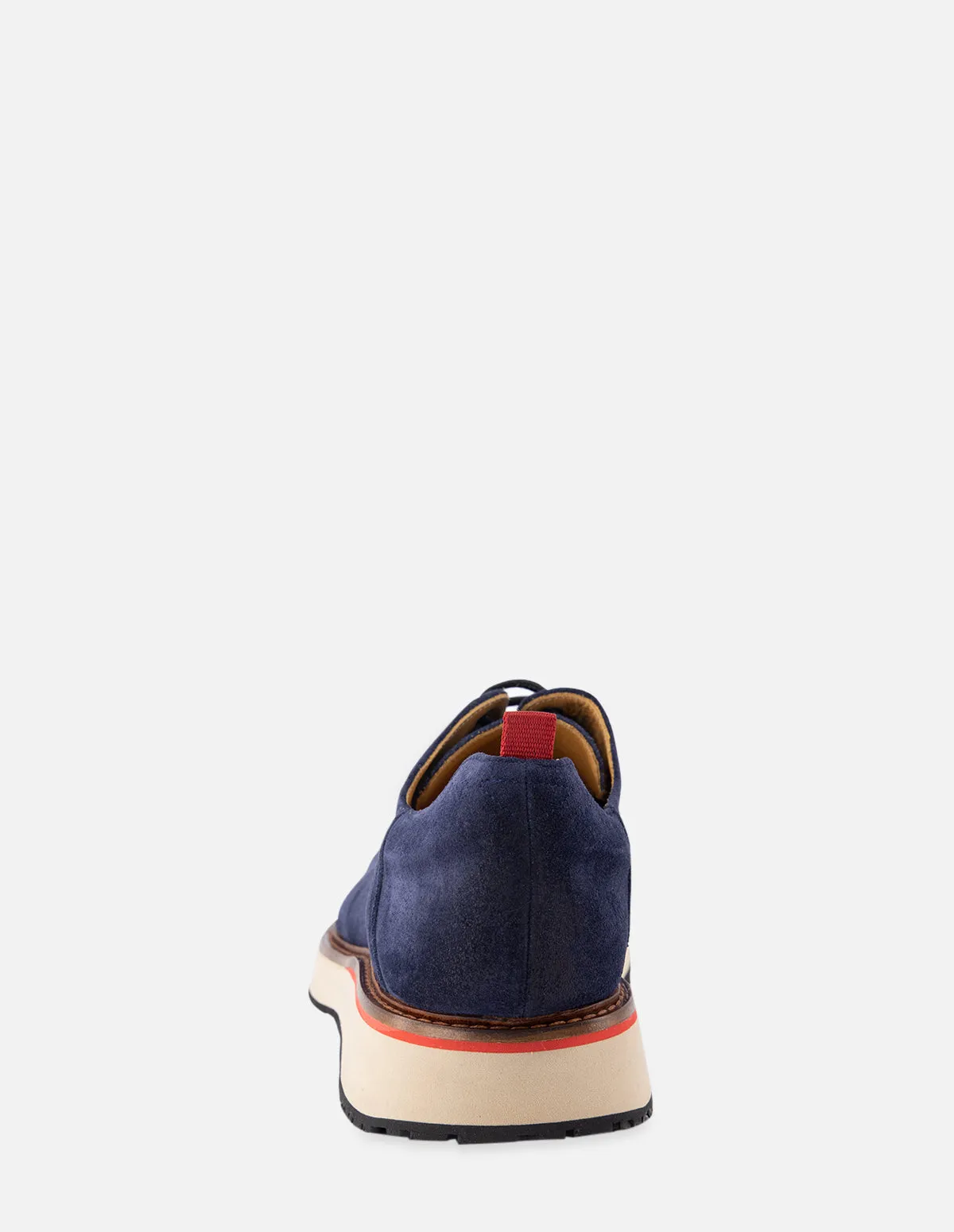 Zapato Blucher en piel ante color azul para hombre