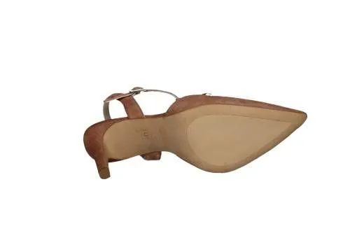 Zapato Descubierto Ante Rosa Nude Plumas Empene