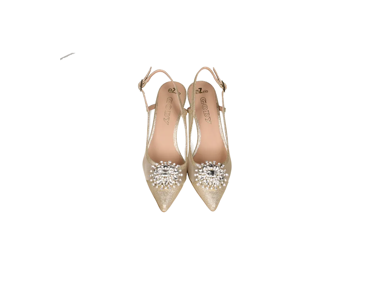Zapato Descubierto Ante/rejilla Oro Adorno Pala Brillantes