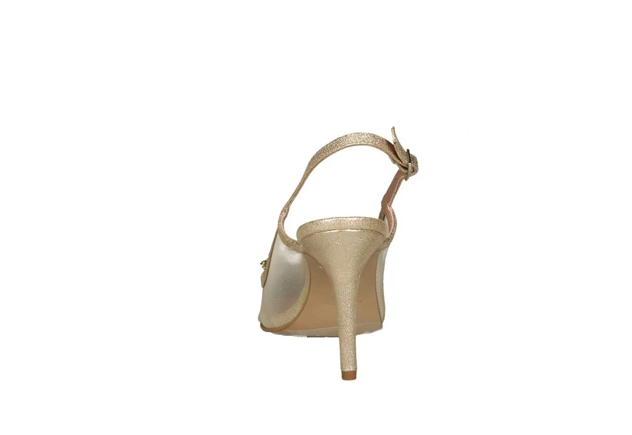 Zapato Descubierto Ante/rejilla Oro Adorno Pala Brillantes