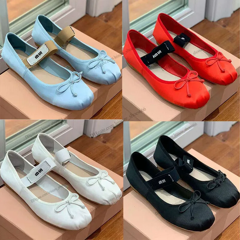 Zapatos planos de ballet Zapatos de baile profesionales de diseñador Bailarinas de satén Plataforma Bowknot Boca baja Zapato úni