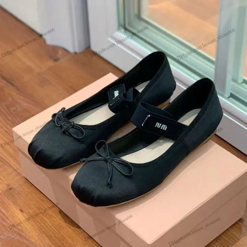 Zapatos planos de ballet Zapatos de baile profesionales de diseñador Bailarinas de satén Plataforma Bowknot Boca baja Zapato úni