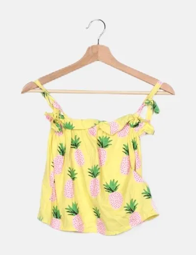 Zara Top amarillo estampado