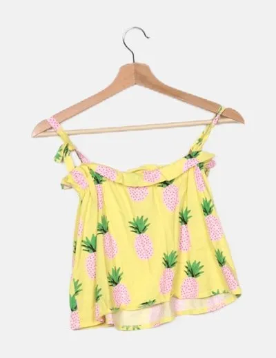 Zara Top amarillo estampado